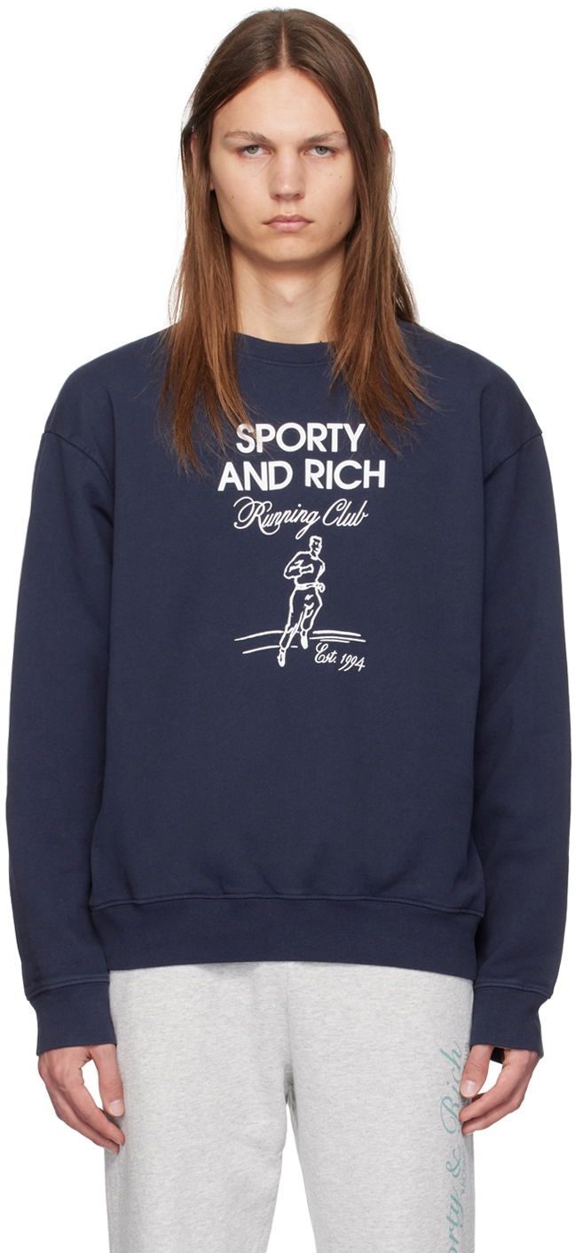 T-shirt Sporty & Rich Navy Running Man Sweatshirt Mörkblå | WS067S409RN