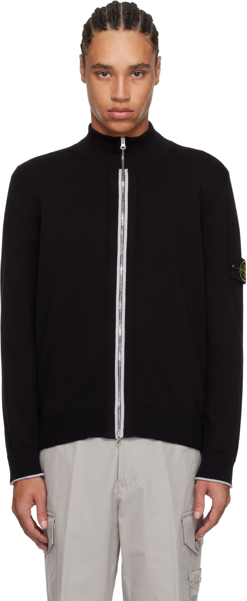 Sweater Stone Island Stone Island Organic Cotton Zip Cardigan Svart | K1S15 5100018 S00B1