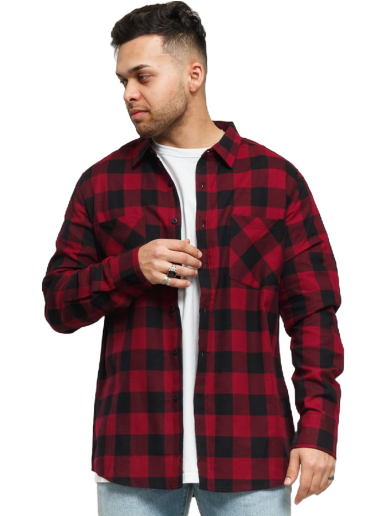 Skjorta Urban Classics Checked Flanell Shirt Röd | TB297 Burgundy