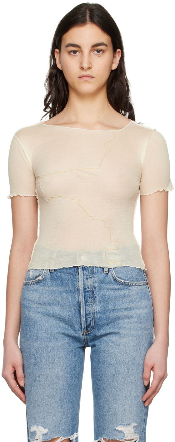 Linne Baserange Gerrymandered T-Shirt Vit | TOGE-CG-000