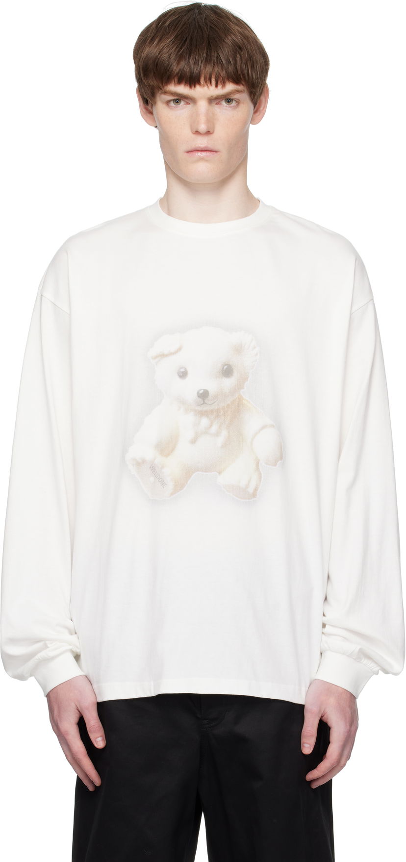 T-shirt We11done We11done Glow Teddy Graphic Long Sleeve Tee Vit | WD-TT2-25-775-U-WH