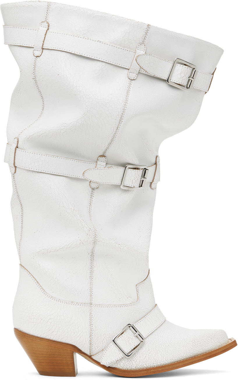 Kläder R13 R13 Buckled Slouch Cowboy Boots Vit | R13WS114-S209A