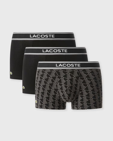 Boxare Lacoste Pack of 3 Patterned and Plain Elastic Waistband Trunks Svart | 5H4970-031, 2