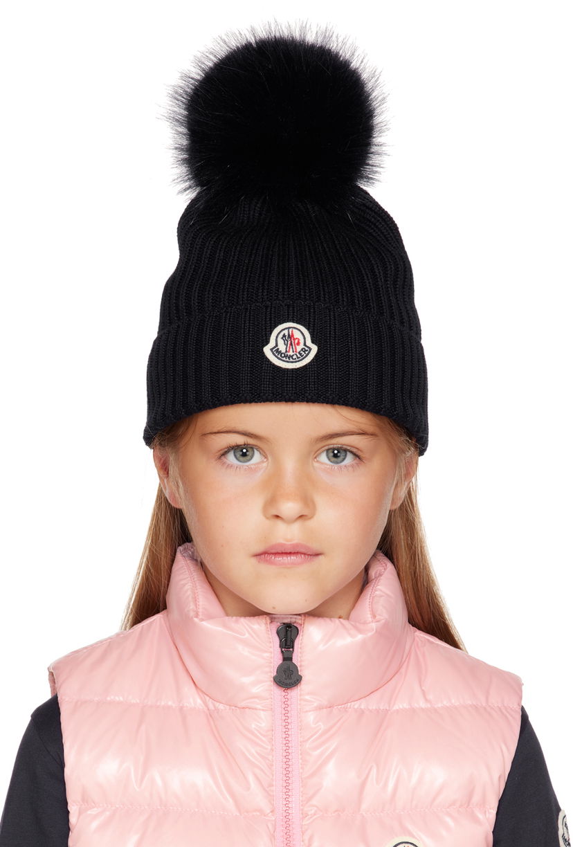 Mössa Moncler Moncler Enfant Kids' Pom Pom Beanie Svart | I29543B0001804S01