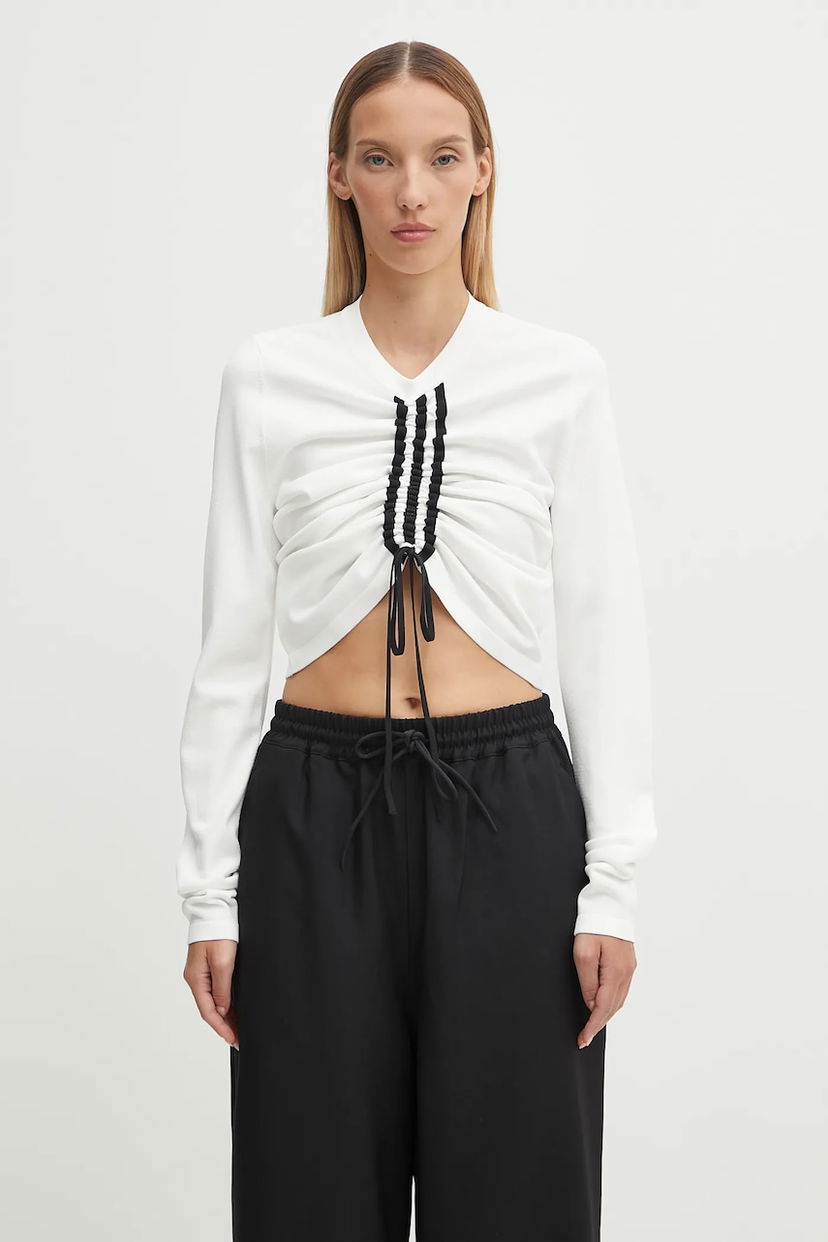 T-shirt Y-3 Y-3 Fitted Cinch Long Sleeve T-Shirt Vit | KD4760