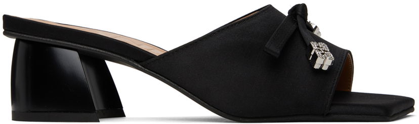 Kläder GANNI GANNI Butterfly Bow Satin Mules Svart | S2267