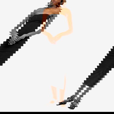 Klä Miaou Miaou Lila Strapless Sheer Mesh Midi Dress, Size Large Svart | 5025PM3BLK, 4