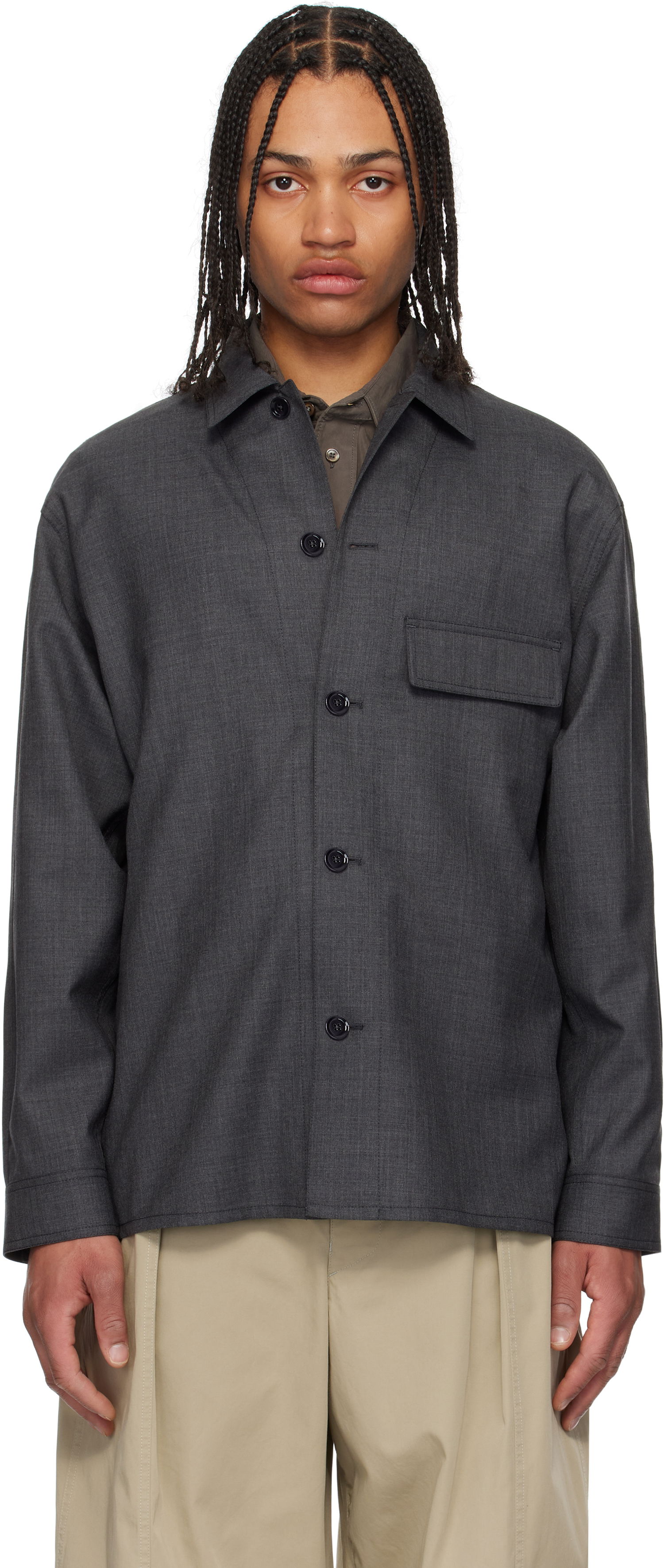Skjorta LEMAIRE Lemaire Tailored Overshirt Grå | OV1012 LF1386, 0