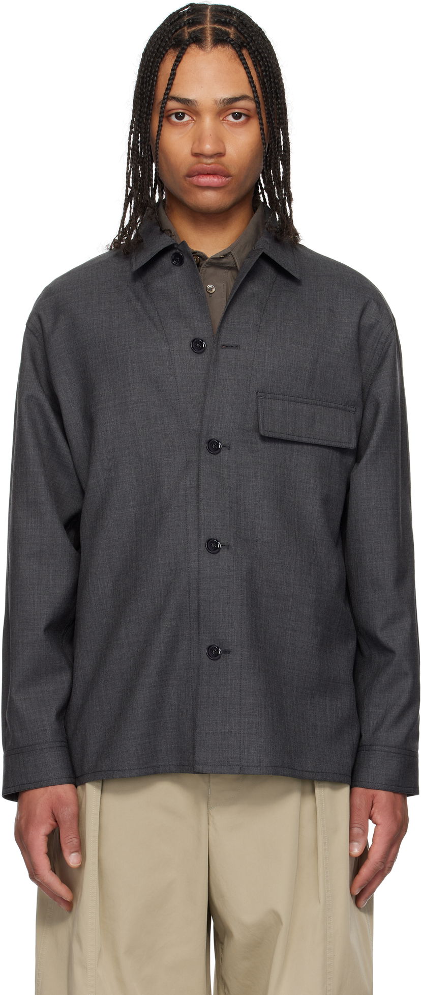 Skjorta LEMAIRE Lemaire Tailored Overshirt Grå | OV1012 LF1386