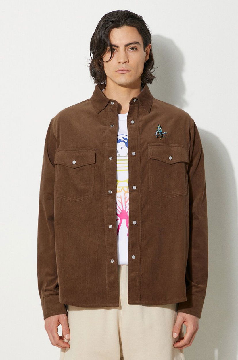 Skjorta BBC IceCream ICECREAM Needle Cord Shirt, Regular Fit Brun | IC24221