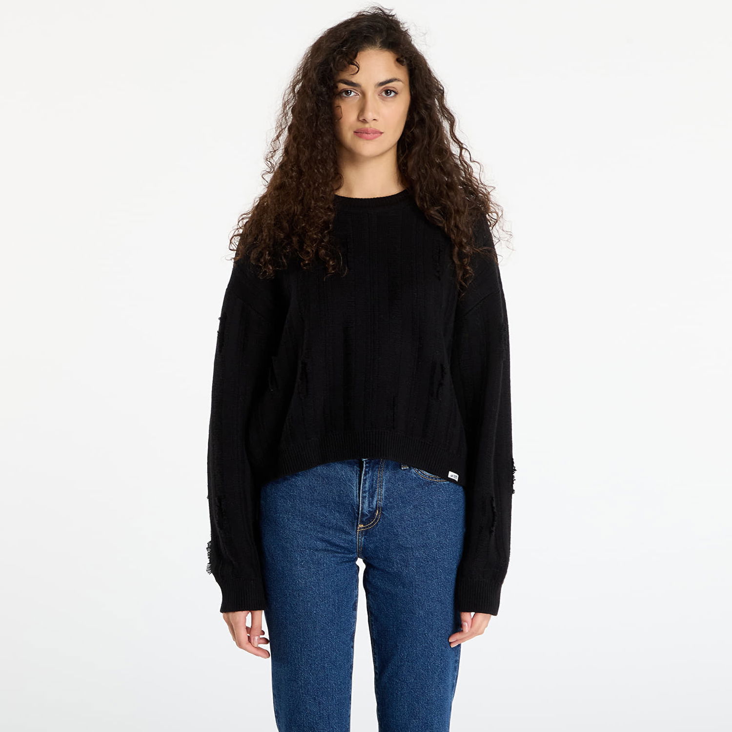 Sweater GUESS Originals Distressed Sweater Svart | W5BR69Z0561-JBLK, 0
