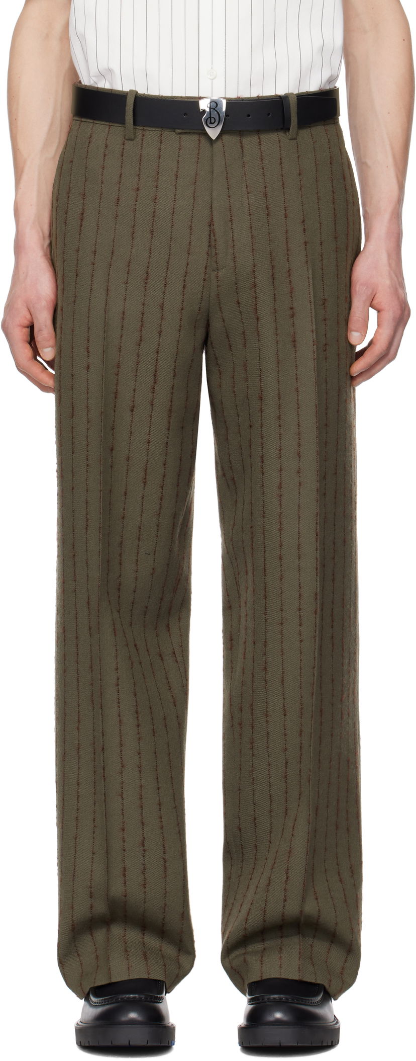 Byxor Burberry Burberry Pinstripe Tailored Trousers Grön | 8103516