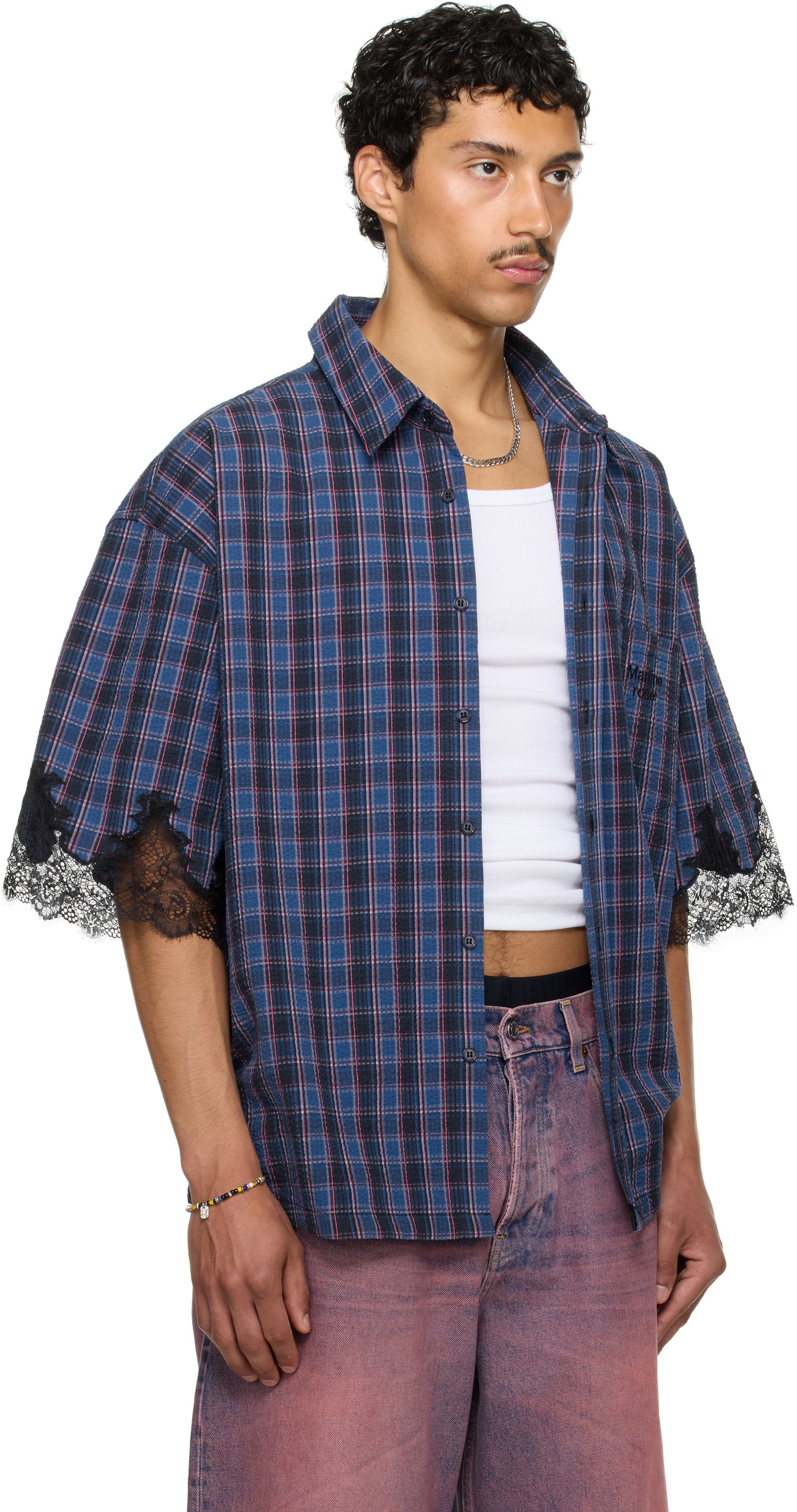 Skjorta Martine Rose Martine Rose Lace Overshirt Blå | 478WS28527, 1