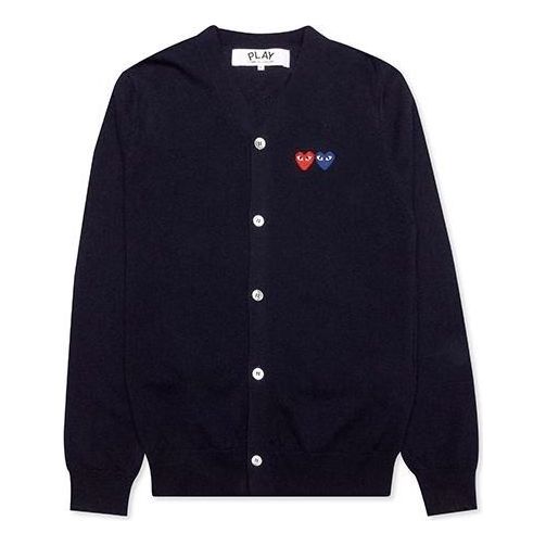 Sweater Comme des Garçons Play Double Emblem Cardigan Blå | AZ-N058-051-2