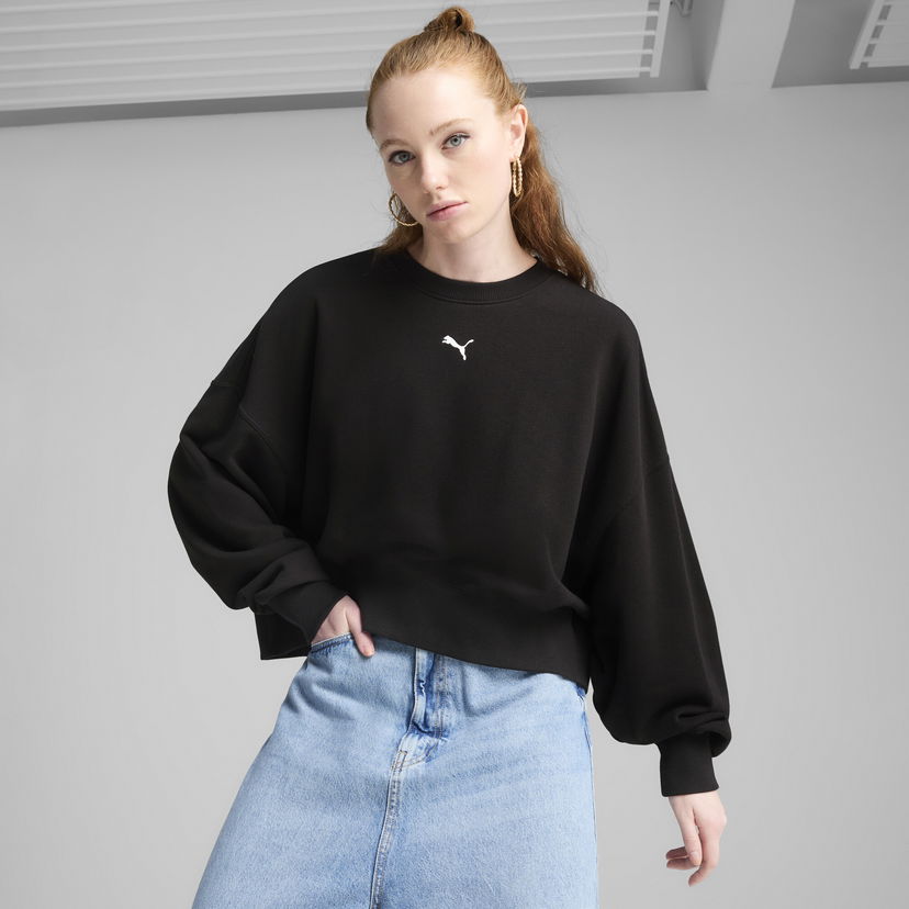 Sweatshirt Puma WARDROBE ESS Oversized Sweatshirt Svart | 629748_01