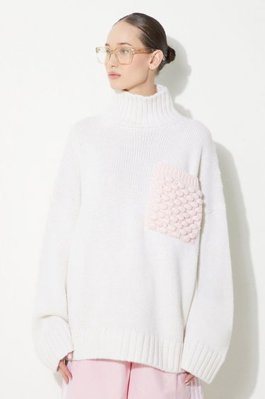 Sweater JW Anderson Turtleneck Jumper With Textured Patch Pocket Vit | KW1150.YN0144.001, 0