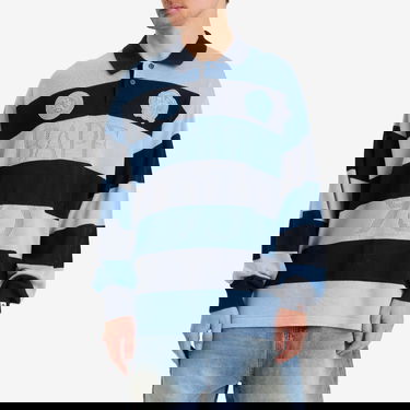 T-shirt BAPE A Bathing Ape Jacquard Multi Logo Stripe Relaxed Fit LS T-Shirt Blå | 001LTL301309M-NVY, 2