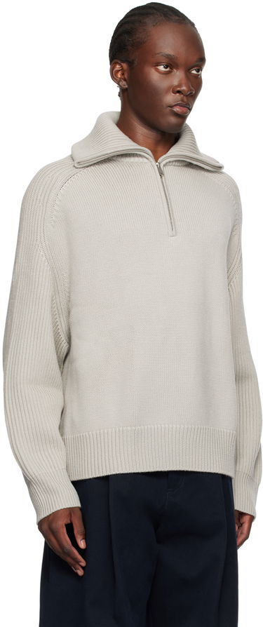 Sweater Studio Nicholson Studio Nicholson Level Half-Zip Knit Sweater Grå | LEVEL SNM - 1231, 1