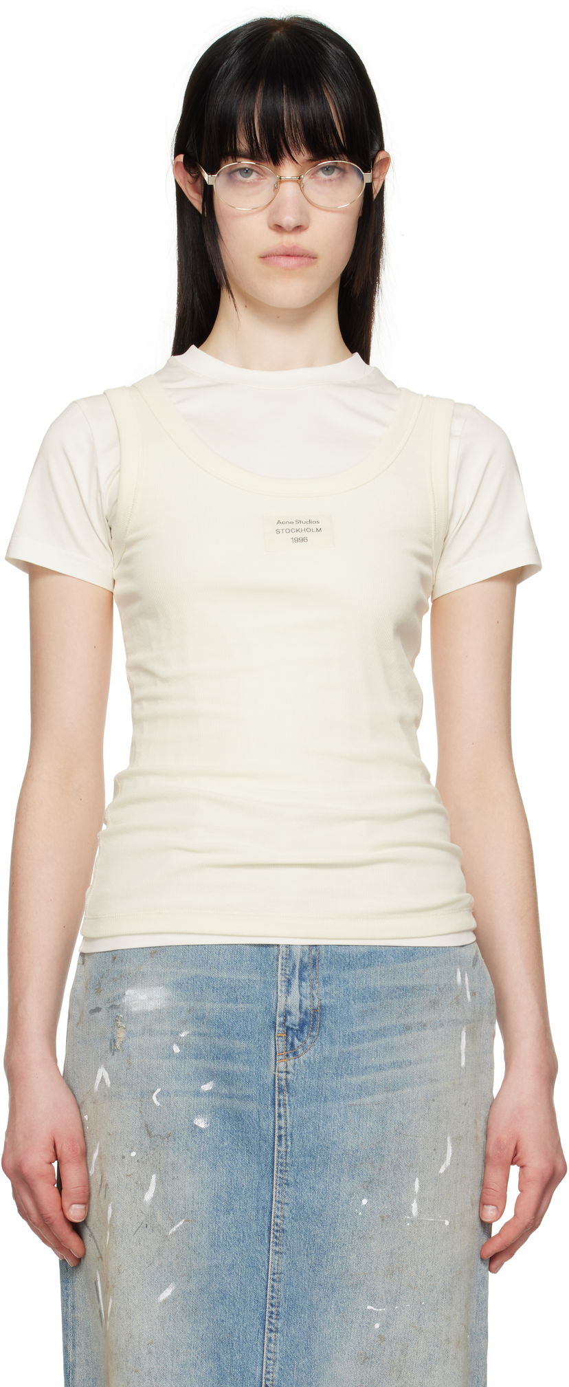 Linne Acne Studios Acne Studios Layered T-Shirt Beige | AL0436-