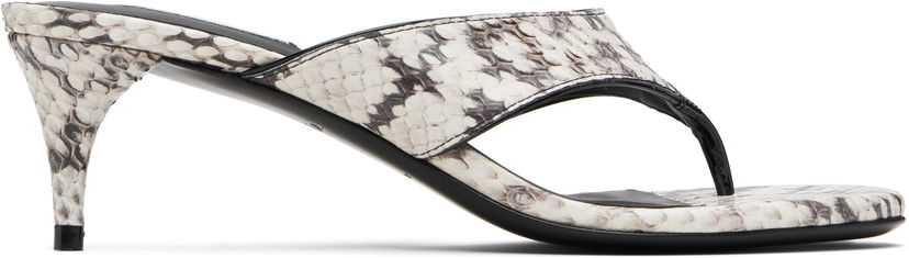 Sneakers och skor Alaïa ALAÏA Thong Elaphe Leather Mule Sandals Vit | AA3S132CK326
