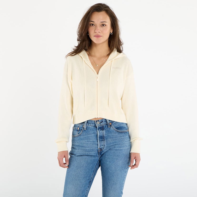 Sweatshirt GUESS Flaminia Ribbed Zipped Hoodie Vit | V5BR05Z3JD2-G047
