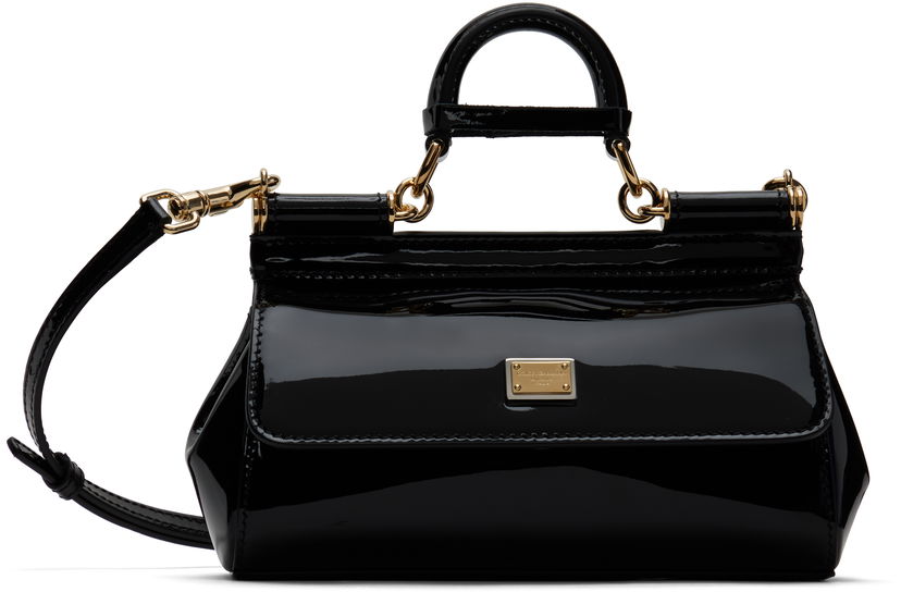 Handväska Dolce & Gabbana Dolce&Gabbana Small Sicily Patent Leather Handbag Svart | BB7116 B1471