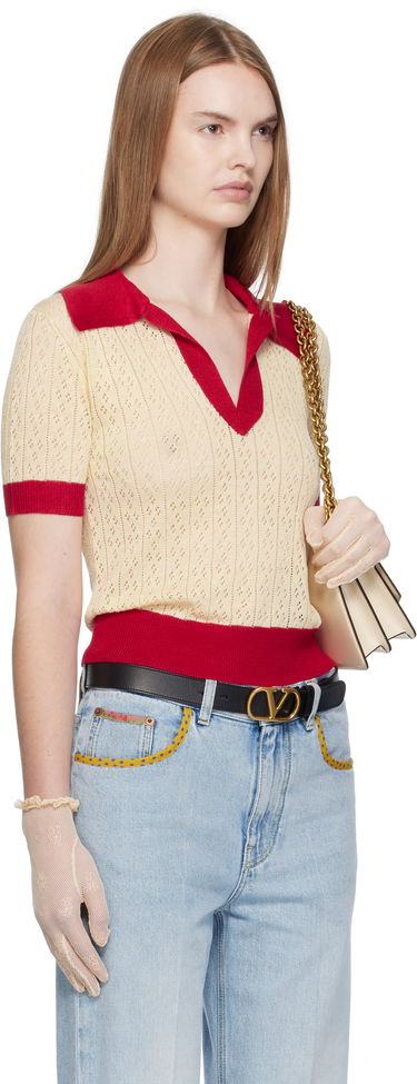 Polotröja Valentino Valentino Linen Polo Gul | 7B3KC65H9GS, 1