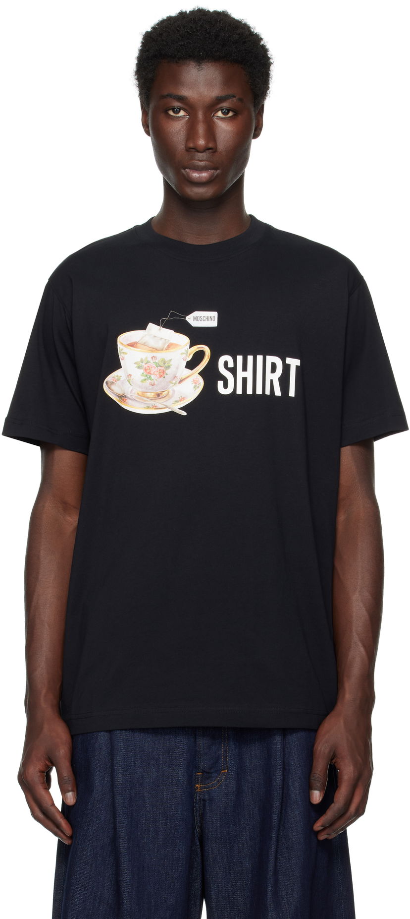 T-shirt Moschino Moschino Teacup Print Organic Cotton T-Shirt Svart | 252ZZ072852411555