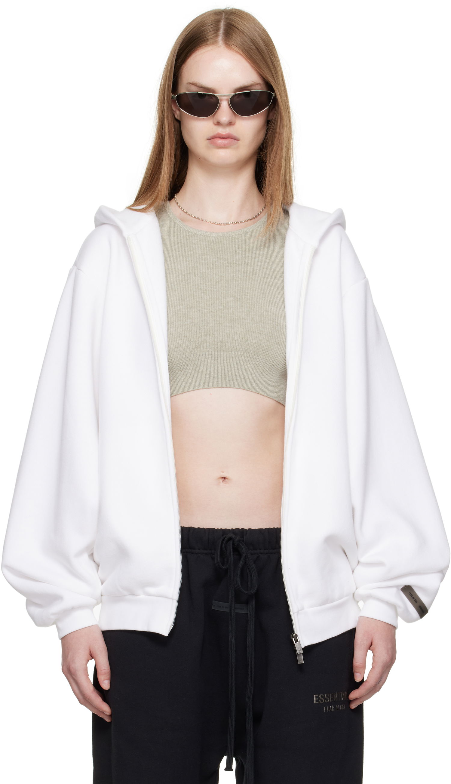 Sweatshirt Fear of God ESSENTIALS 90s Fleece Zip-Up Hoodie Vit | 192SP257444FW, 0