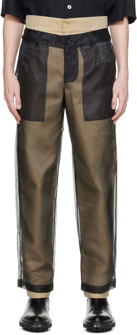 Byxor Feng Chen Wang Feng Chen Wang Layered Trousers Brun | FUS17TR08