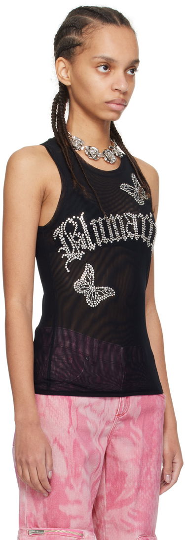 Linne Blumarine Butterflies Rhinestone Tank Top Svart | P422T058A, 3