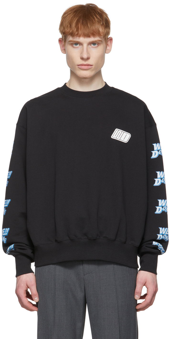 Sweater We11done We11done Logo-Print Sweatshirt Svart | WD-TS1-22-693-U-BK