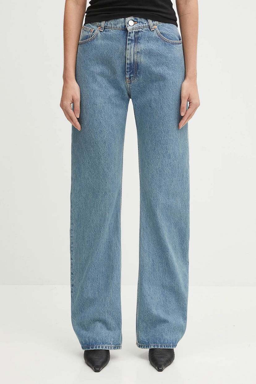 Jeans VETEMENTS O-Leg High Waist Wide Leg Jeans Blå | UH76DP400LB3