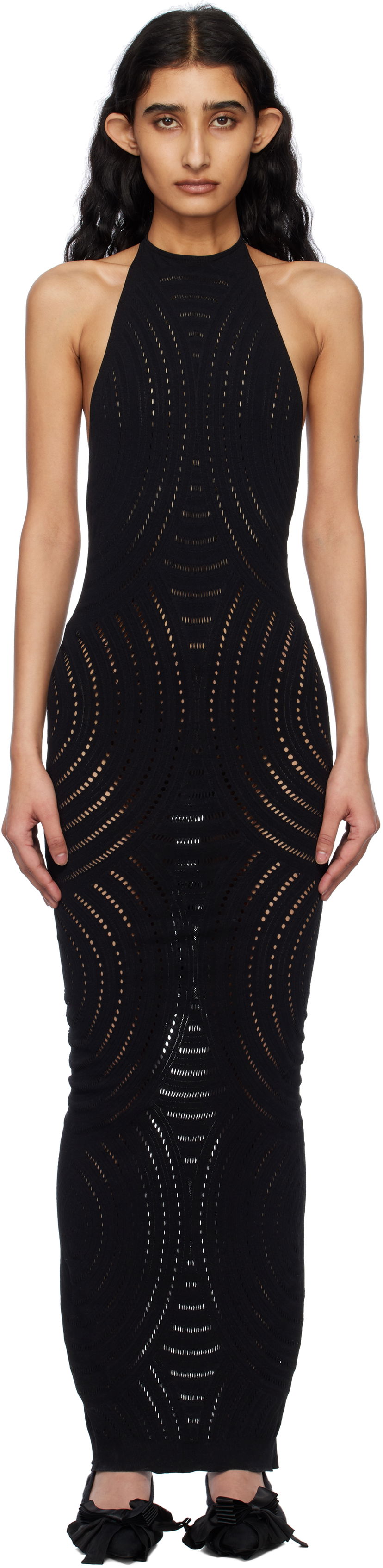 Klä MISBHV MISBHV Mesh Halter Maxi Dress Svart | 250W814
