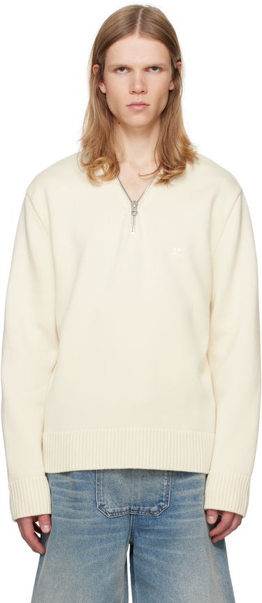 Sweater Courrèges Zipped Wool Sweater Vit | 324MPU179FI0036, 0