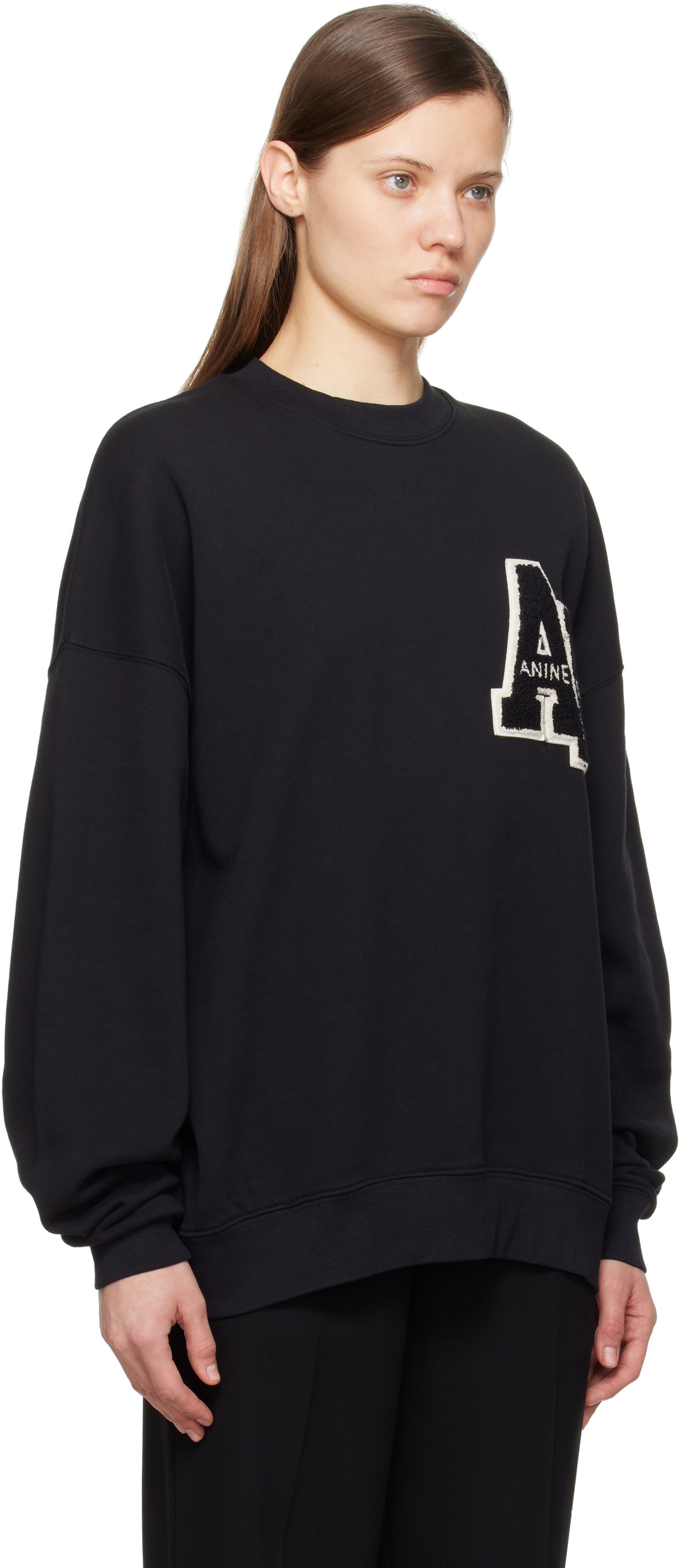 Sweater Anine Bing Anine Bing Miles Oversized Letterman Sweatshirt Svart | A-08-10074-BLK1, 1