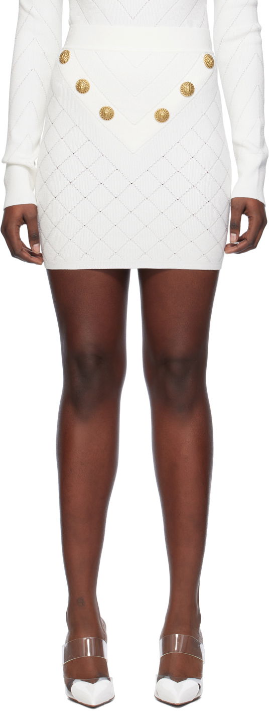 Kjol Balmain High-Rise Miniskirt Vit | CF1LB004KF53