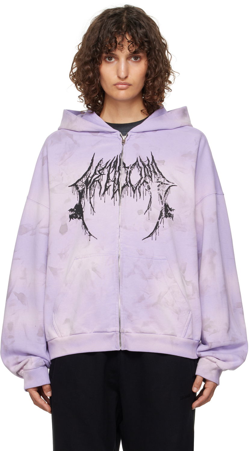 Sweatshirt We11done Graphic Print Zip-Up Hoodie Purpur | WD-TJ3-24-878-U-PP