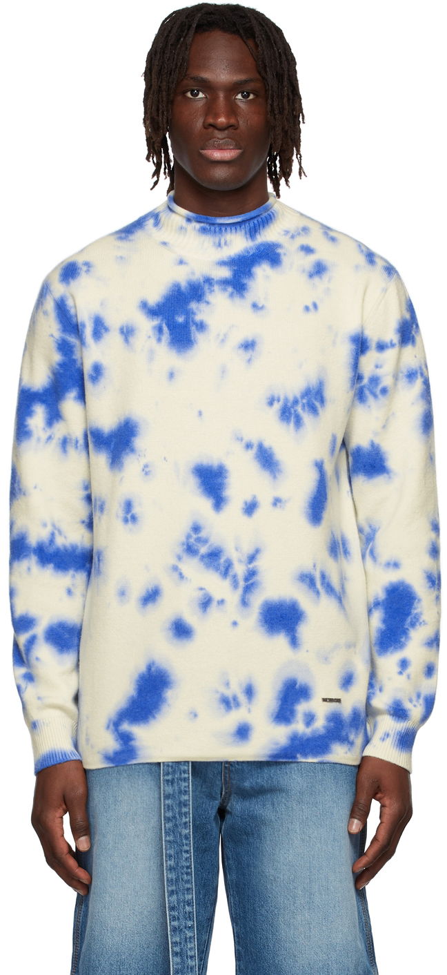 Sweater We11done We11done Tie-Dye Sweater Blå | WD-KT1-22-604-U-BL