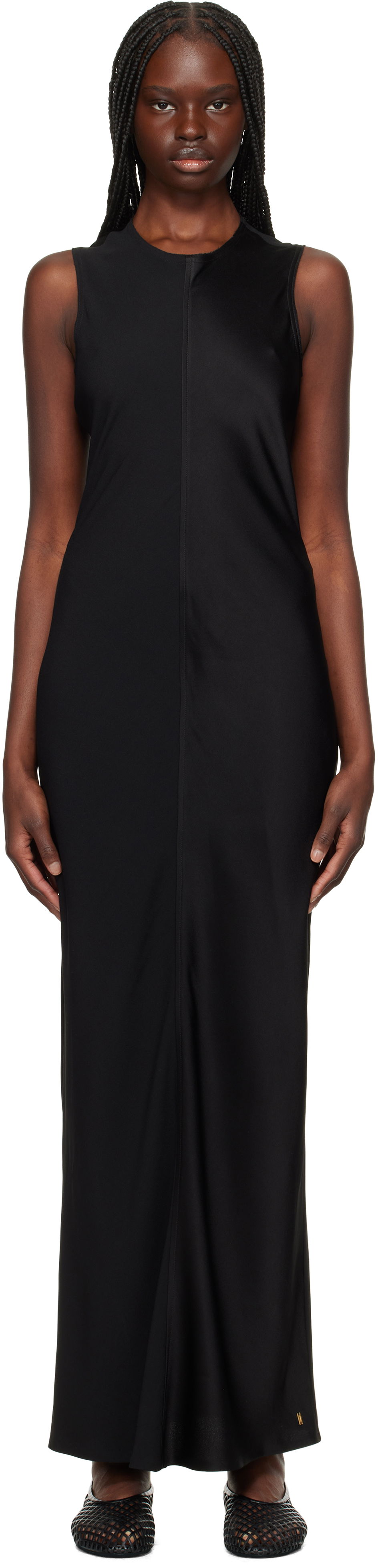 Klä AMI AMI Paris Straight Maxi Dress Svart | FDR366.AC0014, 0