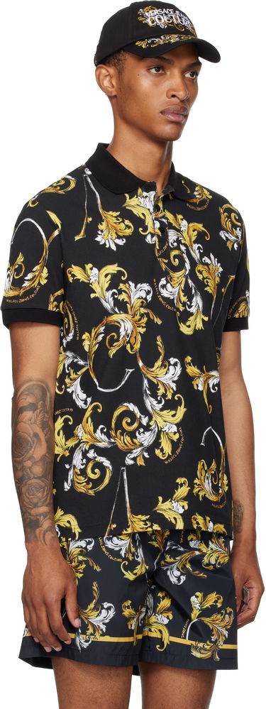 Polotröja Versace Versace Jeans Couture Outline Barocco Polo Mörkblå | E78GAG6S0_EJS460, 4