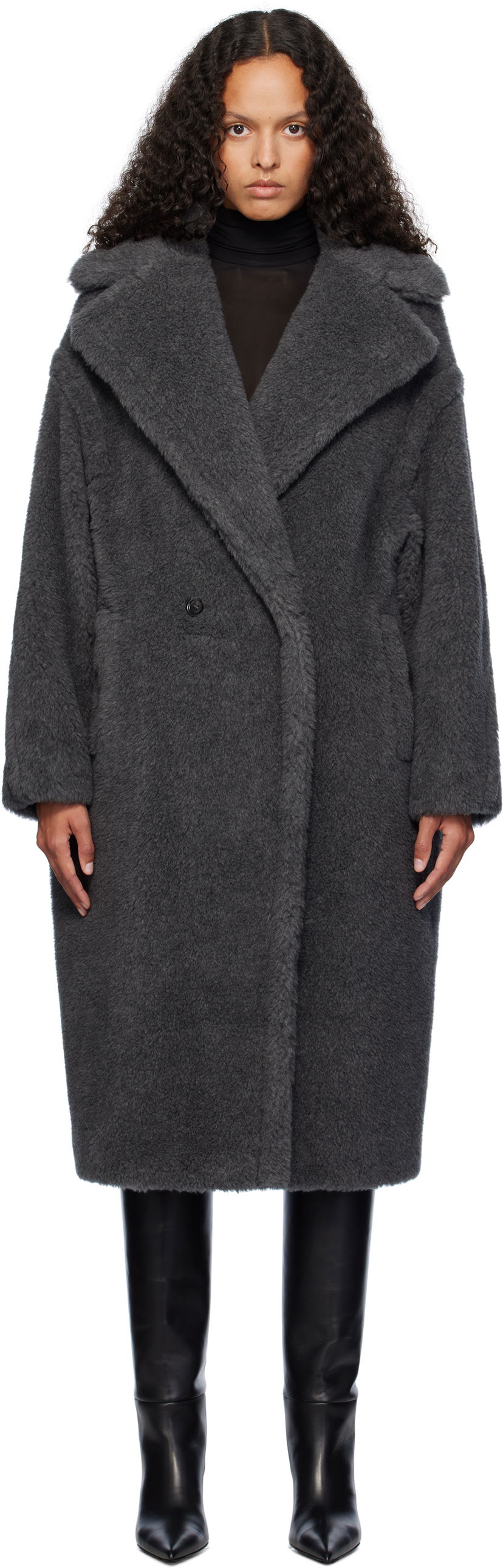 Rockar Max Mara Max Mara Teddy1 Faux-Fur Coat Grå | 2421016052600 MM10502