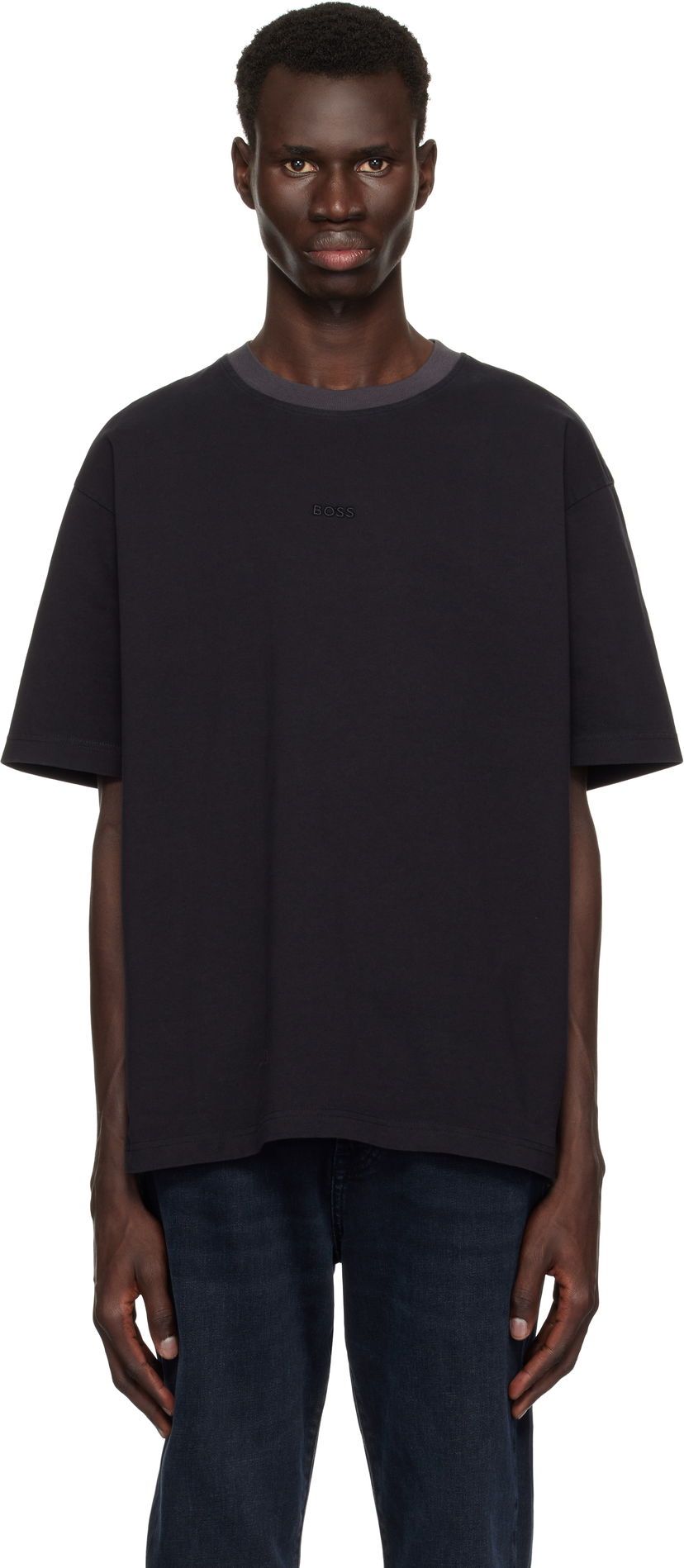T-shirt BOSS BOSS Embroidered Logo Tee Svart | 50531281