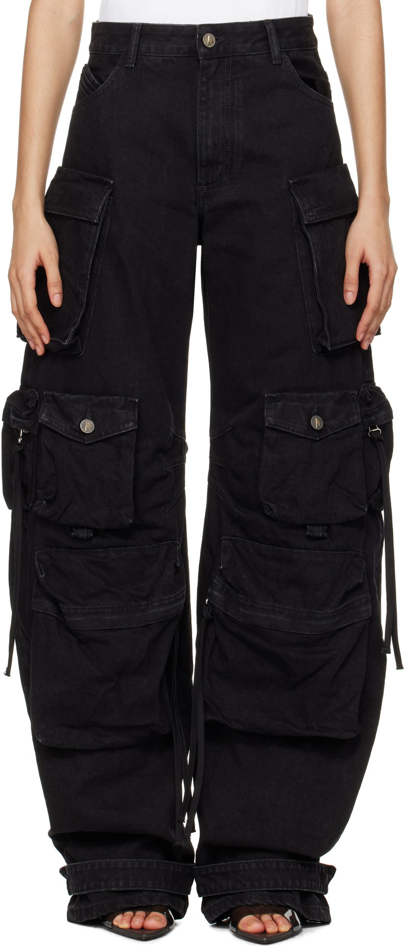 Cargo byxor The Attico Attico Fern Cargo Denim Jeans Svart | 250WCP00084 DDD066AA