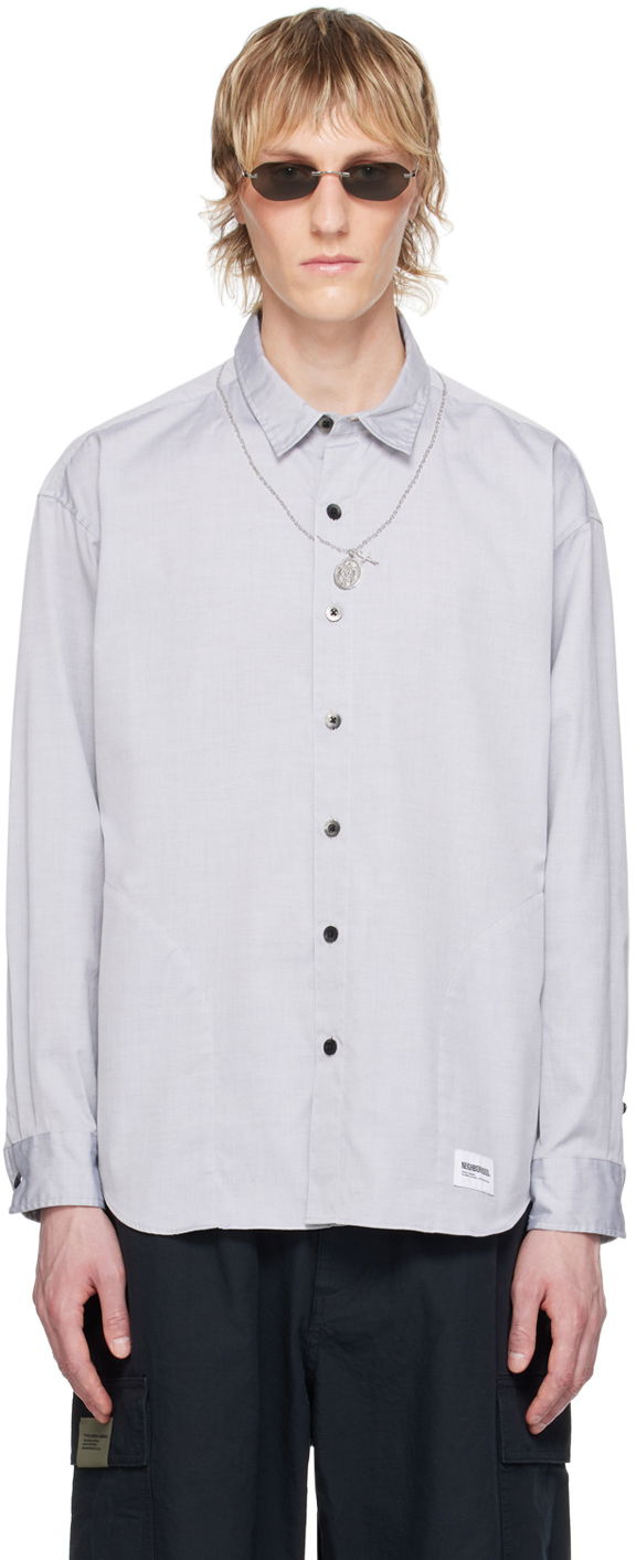 Skjorta Neighborhood Medal & Cross Long Sleeve Shirt Blå | 241AQNH-SHM01, 0
