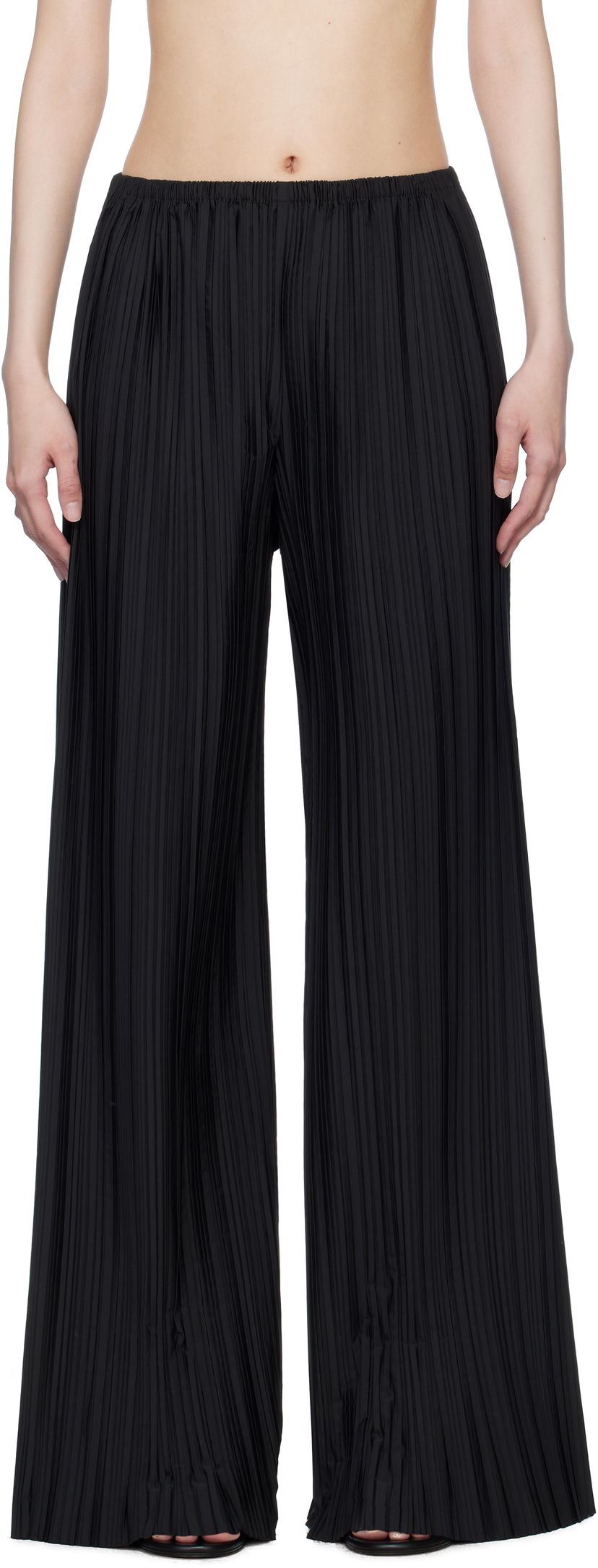 Byxor The Row The Row Gala Pleated Wide-Leg Trousers Svart | 1766-W3520