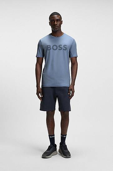 T-shirt BOSS Slim-Fit Active T-Shirt with Moisture Management Blå | 50531244, 1