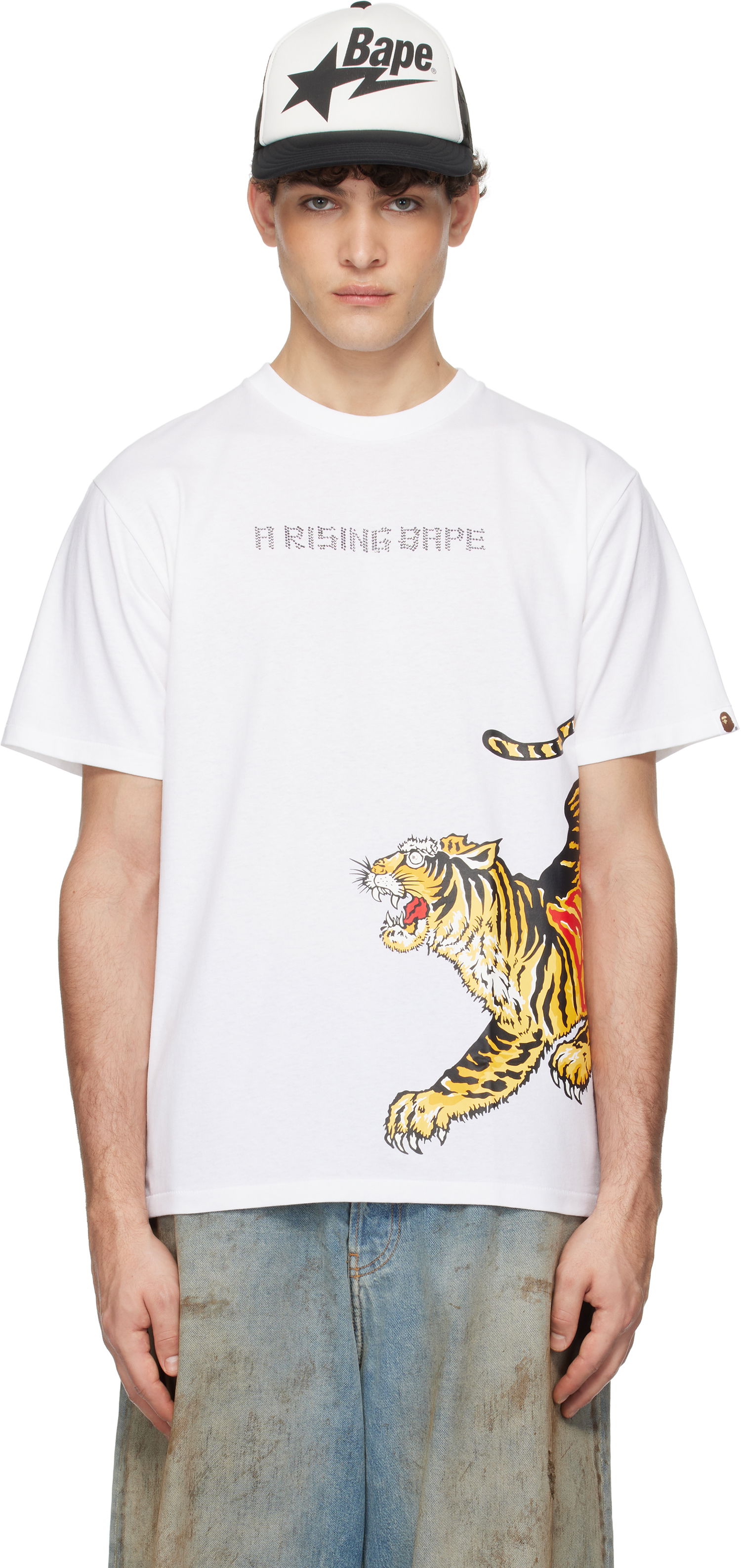 T-shirt BAPE A Bathing Ape Tiger Graphic T-Shirt Vit | 001TEK701008L, 0
