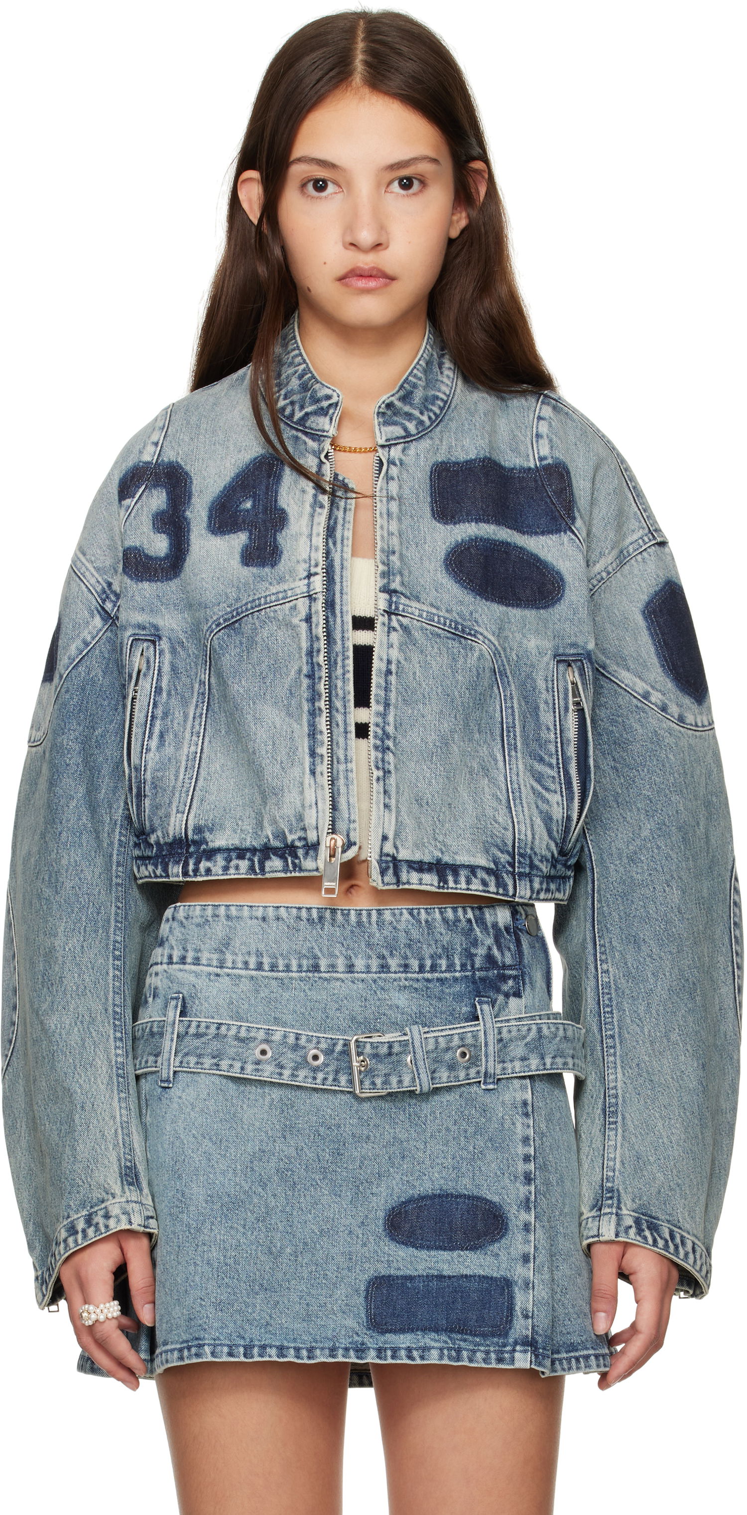 Bomberjacka Ambush Rider Cropped Denim Jacket Blå | BWYE003F24DEN0024400, 0