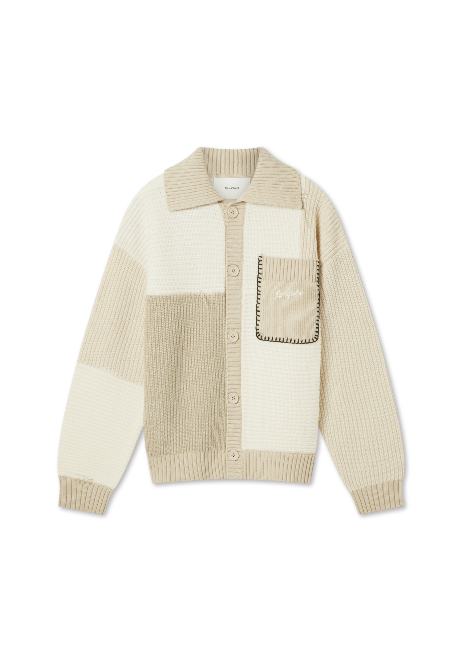 Sweater AXEL ARIGATO Beige Patchwork Knitted Cardigan Vit | A3066002, 0